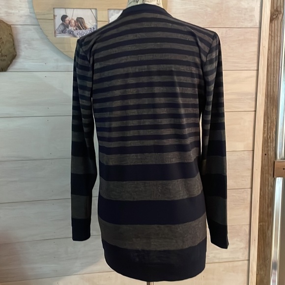ANN Taylor Navy Gray Striped Cardigan S - Picture 4 of 5